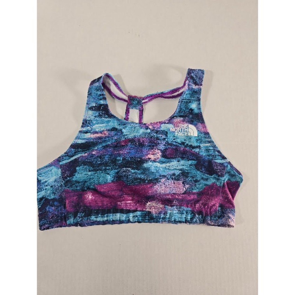 The North Face Sports Bra Girl XL 14/16 Blue Purple Excellent FlashDry Racerback